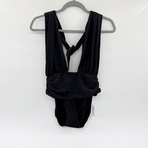 Banana Republic Womens Black Plunge Ruched One Piece Swimsuit 578195-02-1 Size M